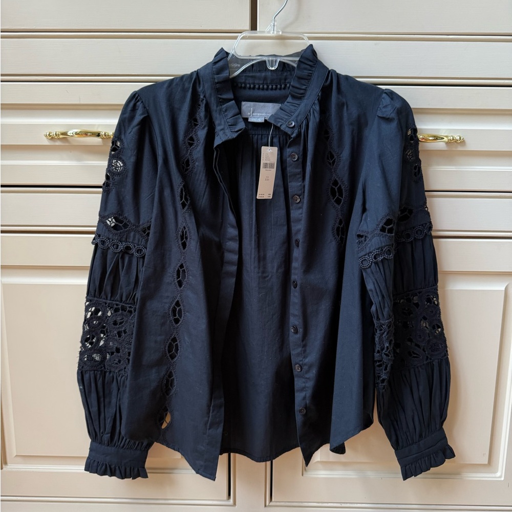 NWT Anthropologie Elegant Black Lace Women's Top